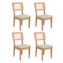 Kit 4 Cadeiras Sala Jantar MDF c/ Tela Freijó/Cesare Escuro
