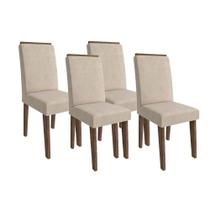 Kit 4 Cadeiras Sala Jantar Milena 4 Un Marrocos/ Suede Bege - Cimol