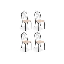 Kit 4 Cadeiras Sala Jantar Noruega 4C077PRF 4 Un Preto Fosco/Courano Nude - Kappesberg