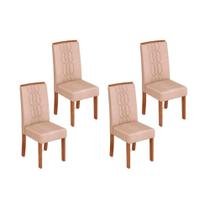 Kit 4 Cadeiras Sala Jantar Zoe 4 Un Cedro/Suede Creme - DJ Móveis Kit 4 Cadeiras Sala Jantar Zoe 4 Un Cedro/Suede Creme - DJ Móveis