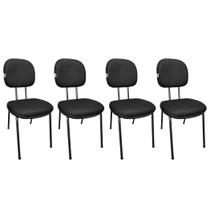Kit 4 Cadeiras Secretaria Fixa Pé Palito Para Escritório material sintético Preto Kit 4 Cadeiras Secretaria Fixa Pé Palito Para Escritório material sintético Preto