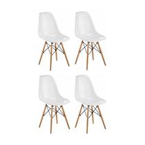 Kit 4 Cadeiras sem Braço para Sala de Jantar Eames Branco