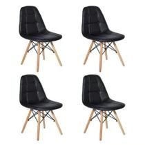 Kit 4 Cadeiras sem Braços Eames Botone Preto