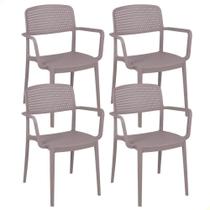 Kit 4 Cadeiras Serena Tramontina em Polipropileno Camurça com Braços 92097210