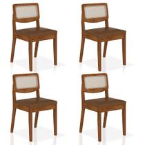 Kit 4 Cadeiras Sextavada Bari Freijó/material sintético Caramelo - M. Arapongas