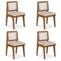 Kit 4 Cadeiras Sextavada Maine Freijó/bouclé Off White - Móveis Arapongas