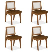 Kit 4 Cadeiras Sextavada Maine Freijó/material sintético Caramelo - Móveis Arapongas
