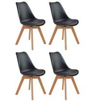 Kit 4 Cadeiras Siena Com Estrutura em Polipropileno e Base Madeira Fratini