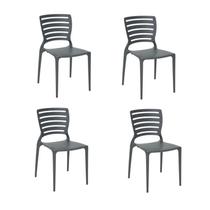Kit 4 Cadeiras Sofia Grafite Tramontina Encosto Vazado Horizontal 92237/007
