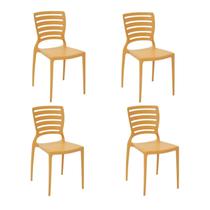 Kit 4 Cadeiras Sofia Laranja Tramontina Encosto Vazado Horizontal 92237/090 Kit 4 Cadeiras Sofia Laranja Tramontina Encosto Vazado Horizontal 92237/090