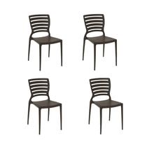 Kit 4 Cadeiras Sofia Marrom Tramontina Encosto Vazado Horizontal 92237/109