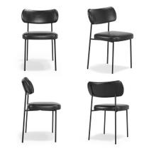 Kit 4 Cadeiras Stela Fixamaterial sintético Preto Recepção - Vallisa Decor