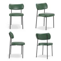 Kit 4 Cadeiras Stela Fixamaterial sintético Verde Recepção - Belliv Decor