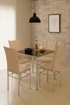 Kit 4 Cadeiras Tokio Aço Cromado material sintético Off White Sala Jantar Moderna - Art Panta Kit 4 Cadeiras Tokio Aço Cromado material sintético Off White Sala Jantar Moderna - Art Panta