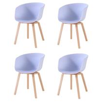 Kit 4 Cadeiras Toledo Fratini Assento em Polipropileno Branco Base Aço Acabamento idêntico á Madeira