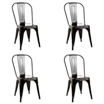 Kit 4 Cadeiras Tolix Iron Design Preto Fosco Aço Industrial - Garden Life