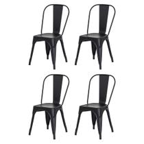 Kit 4 Cadeiras Tolix Iron Design Preto Fosco Aço Industrial Sala Cozinha Jantar Bar - Waw Design