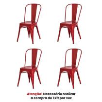 Kit 4 Cadeiras Tolix Iron Design Vermelha Aço Industrial Sal