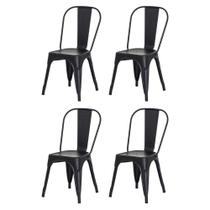 Kit 4 Cadeiras Tolix Iron Preto Fosco Aço Industrial Bar Kit 4 Cadeiras Tolix Iron Preto Fosco Aço Industrial Bar