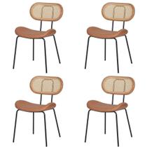 Kit 4 Cadeiras Toscana Fratini Aço Preto Madeira
