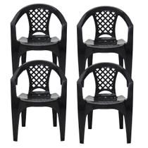 Kit 4 Cadeiras Tramontina Iguape Com Braços Empilhável Preto Kit 4 Cadeiras Tramontina Iguape Com Braços Empilhável Preto