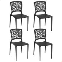 Kit 4 Cadeiras Tramontina Joana Preta em Polipropileno e Fibra de Vidro 92058/009 Kit 4 Cadeiras Tramontina Joana Preta em Polipropileno e Fibra de Vidro 92058/009