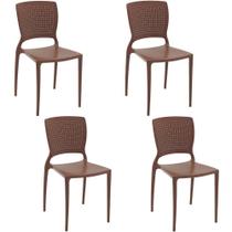 Kit 4 Cadeiras Tramontina Safira em Polipropileno e Fibra de Vidro Terracota 92048242