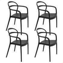 Kit 4 Cadeiras Tramontina Sissi ECO em Polipropileno e Fibra de Vidro com Braços Preto 92045409