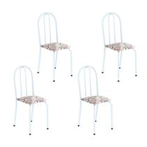 Kit 4 Cadeiras Tubular 89x37x42 Cm Ane B Arabesco/ Branco