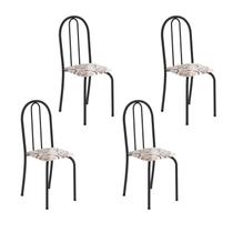 Kit 4 Cadeiras Tubular 89x37x42 cm Ane B Arabesco/Preto