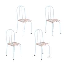 Kit 4 Cadeiras Tubular 89x37x42 Cm Ane B Botanic Bege / Branco
