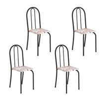 Kit 4 Cadeiras Tubular 89x37x42 Cm Ane B Botanic Bege / Preto