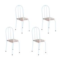 Kit 4 Cadeiras Tubular 89x37x42 cm Ane B Branco/Arabesco Kit 4 Cadeiras Tubular 89x37x42 cm Ane B Branco/Arabesco