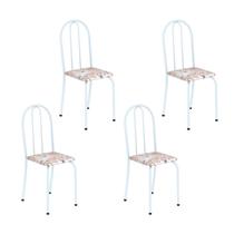 Kit 4 Cadeiras Tubular 89x37x42 cm Ane B Branco/Botanic Bege