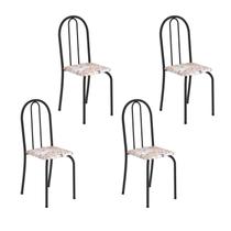 Kit 4 Cadeiras Tubular 89x37x42 cm Ane B Preto Botanic Bege/Preto