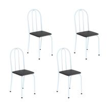 Kit 4 Cadeiras Tubular 89x37x42 Cm Ane B Preto/ Branco