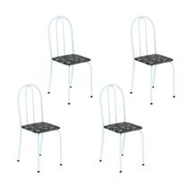 Kit 4 Cadeiras Tubular 89x37x42 Cm Ane B Preto/ Branco