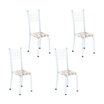 Kit 4 Cadeiras Tubular 95x37x40 Cm Dany Arabesco/ Branco Kit 4 Cadeiras Tubular 95x37x40 Cm Dany Arabesco/ Branco