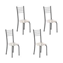 Kit 4 Cadeiras Tubular 95x37x40 Cm Dany Arabesco/ Mart Prata