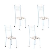 Kit 4 Cadeiras Tubular 95x37x40 cm Dany Branco/Arabesco Kit 4 Cadeiras Tubular 95x37x40 cm Dany Branco/Arabesco