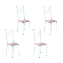 Kit 4 Cadeiras Tubular 95x37x40 cm Dany Branco Botanic Bege/Branco Kit 4 Cadeiras Tubular 95x37x40 cm Dany Branco Botanic Bege/Branco