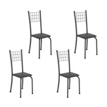 Kit 4 Cadeiras Tubular 95x37x40 Cm Dany Preto/ Martelado Prata Kit 4 Cadeiras Tubular 95x37x40 Cm Dany Preto/ Martelado Prata