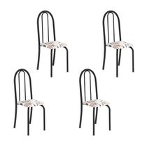 Kit 4 Cadeiras Tubular 96x36x41 Cm Iris B Arabesco / Preto