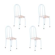Kit 4 Cadeiras Tubular 96x36x41 Cm Iris B Botanic Bege / Branco