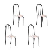 Kit 4 Cadeiras Tubular 96x36x41 Cm Iris B Botanic Bege / Mart Prata