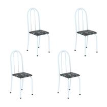 Kit 4 Cadeiras Tubular 96x36x41 Cm Iris B Preto/ Branco