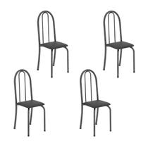Kit 4 Cadeiras Tubular 96x36x41 Cm Iris B Preto/ Martelado Prata Kit 4 Cadeiras Tubular 96x36x41 Cm Iris B Preto/ Martelado Prata