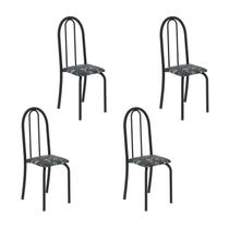 Kit 4 Cadeiras Tubular 96x36x41 Cm Iris B Preto