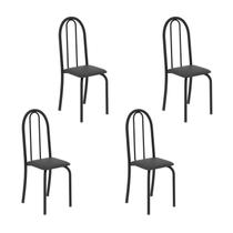 Kit 4 Cadeiras Tubular 96x36x41 Cm Iris B Preto