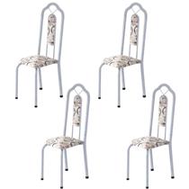 Kit 4 Cadeiras Tubular Bianca Branco/Martelado Perola/Arabesco Kit 4 Cadeiras Tubular Bianca Branco/Martelado Perola/Arabesco